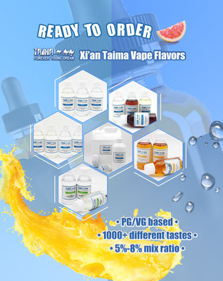 125 ml/500 ml/1L/2L/5L Volume da garrafa E-Liquid Aromatizante com 5%-12% de proporção misturada e CAS 58543-16-1 para o concentrado de suco de vape