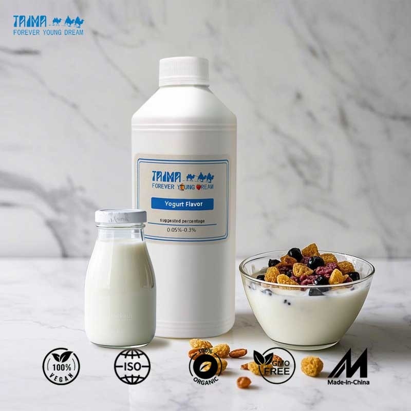 A essência comestível de iogurte artificial com água e óleo para produtos lácteos está aqui