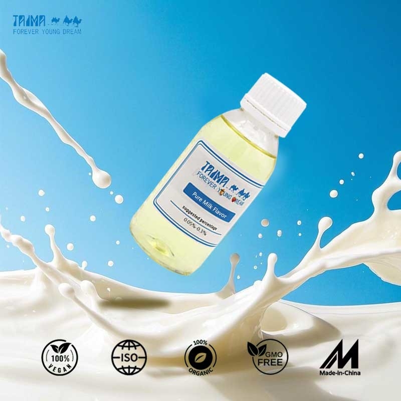 Essência Comestível de Sabor Leite Puro para Bebidas e Laticínios, Grau USP, em Formas Líquida e Pó